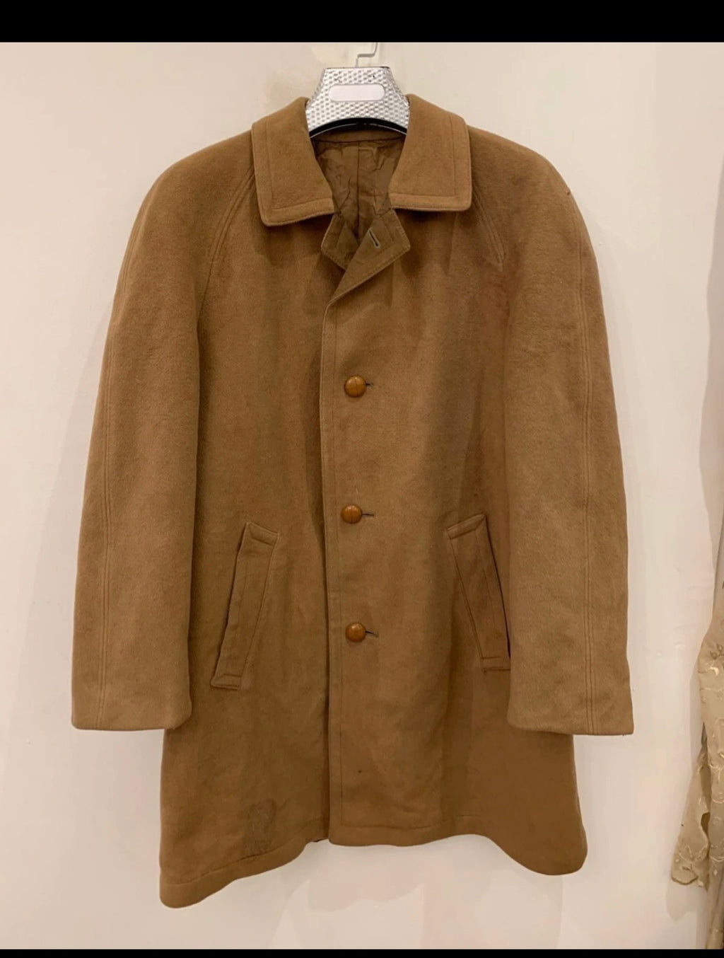 1970s vintage pure woollen wool brown classic raglan over coat 44R