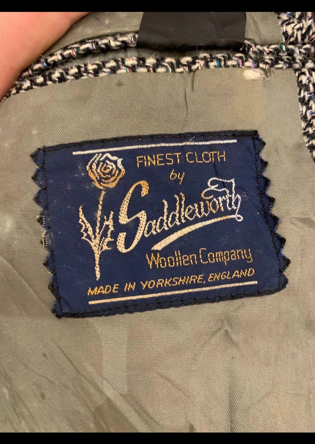Vintage pure wool tweed grayish classic hunting jacket blazer 48R 48L XL