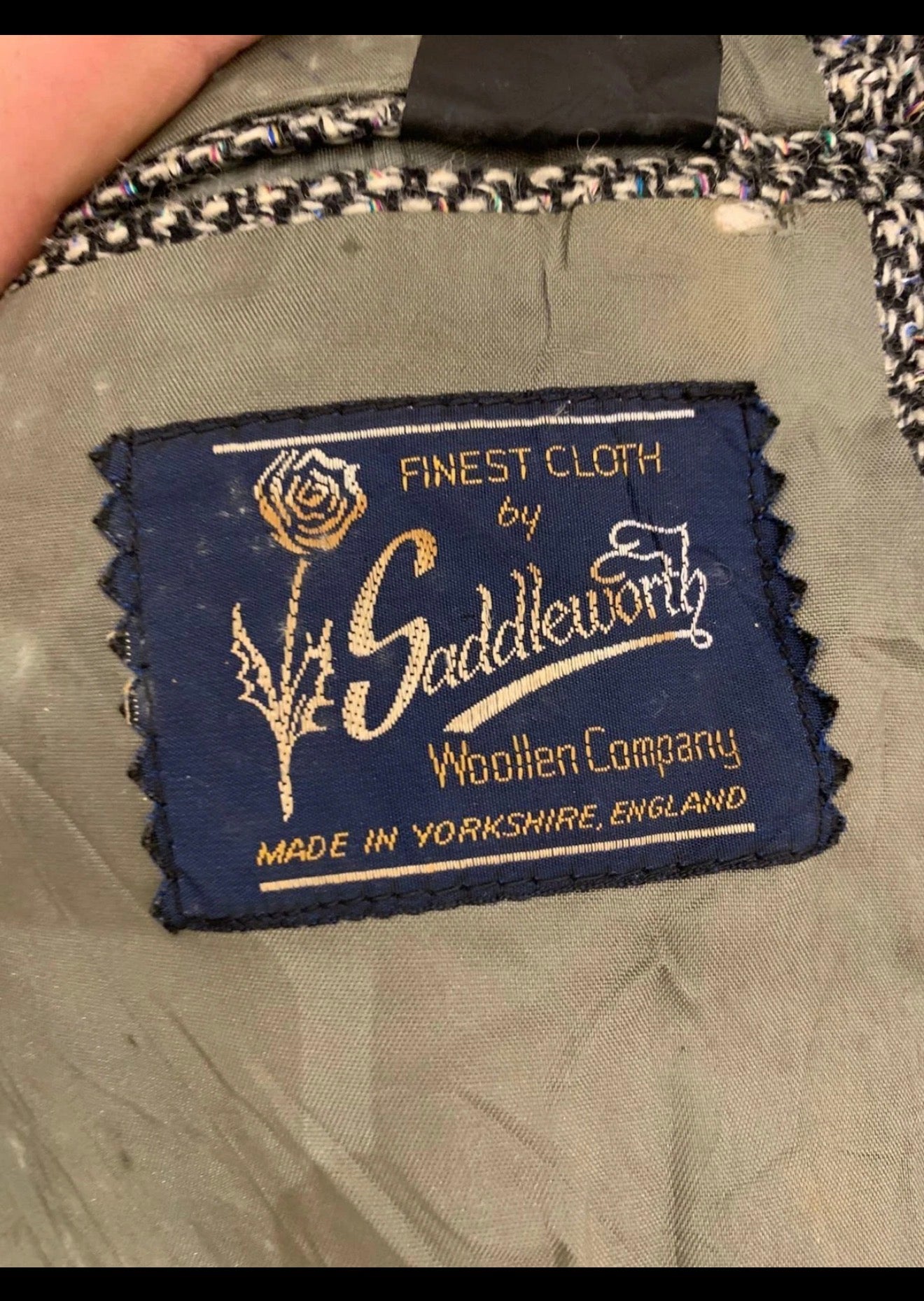 Vintage pure wool tweed grayish classic hunting jacket blazer 48R 48L XL