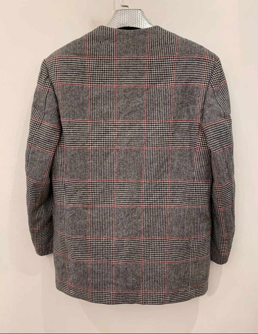 Vintage pure wool glen check classic unique jacket blazer 42 L 12