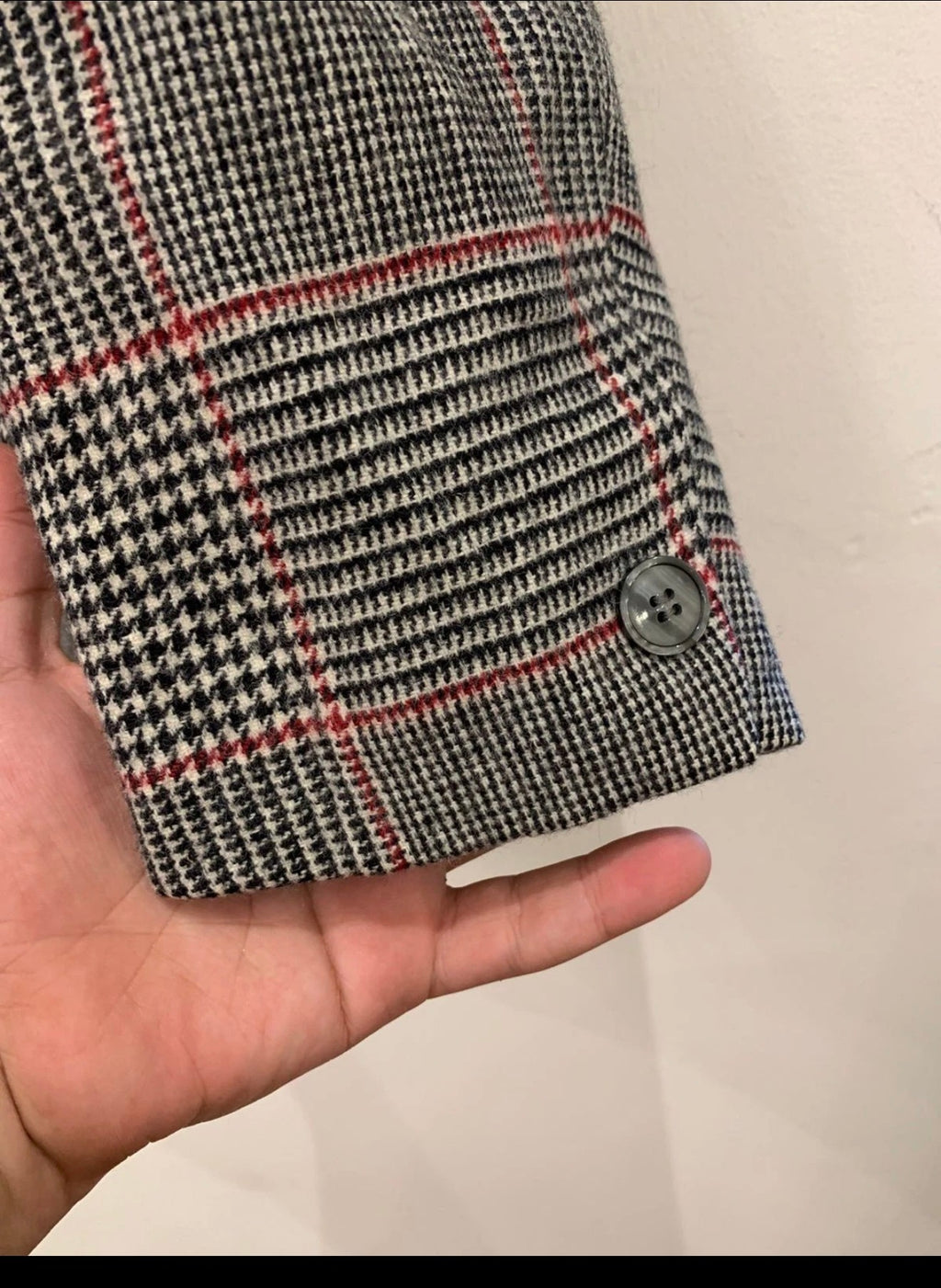 Vintage pure wool glen check classic unique jacket blazer 42 L 12