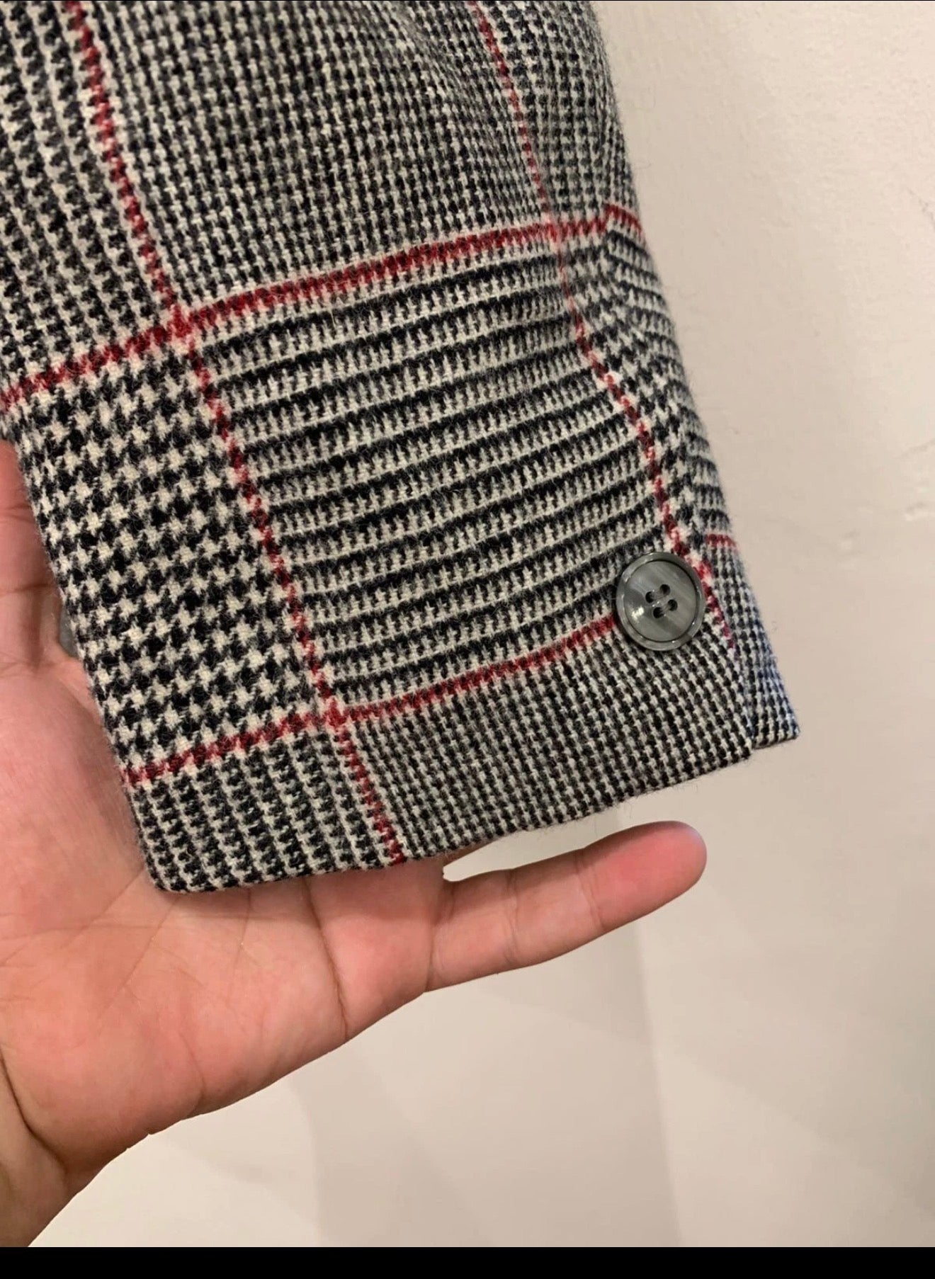 Vintage pure wool glen check classic unique jacket blazer 42 L 12