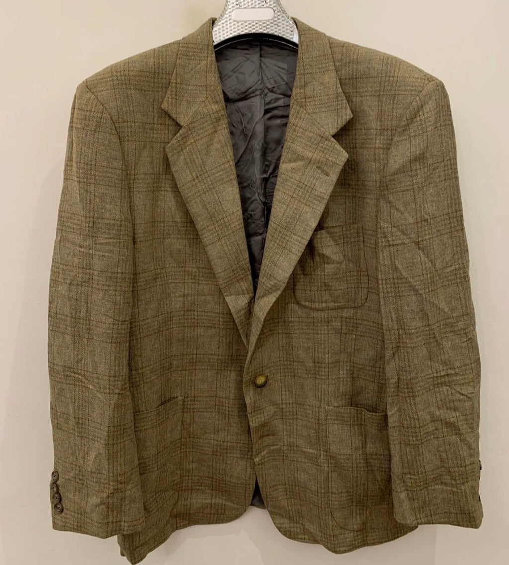 Vintage Joseph Abboud pure wool glen check classic brownish jacket blazer 42R