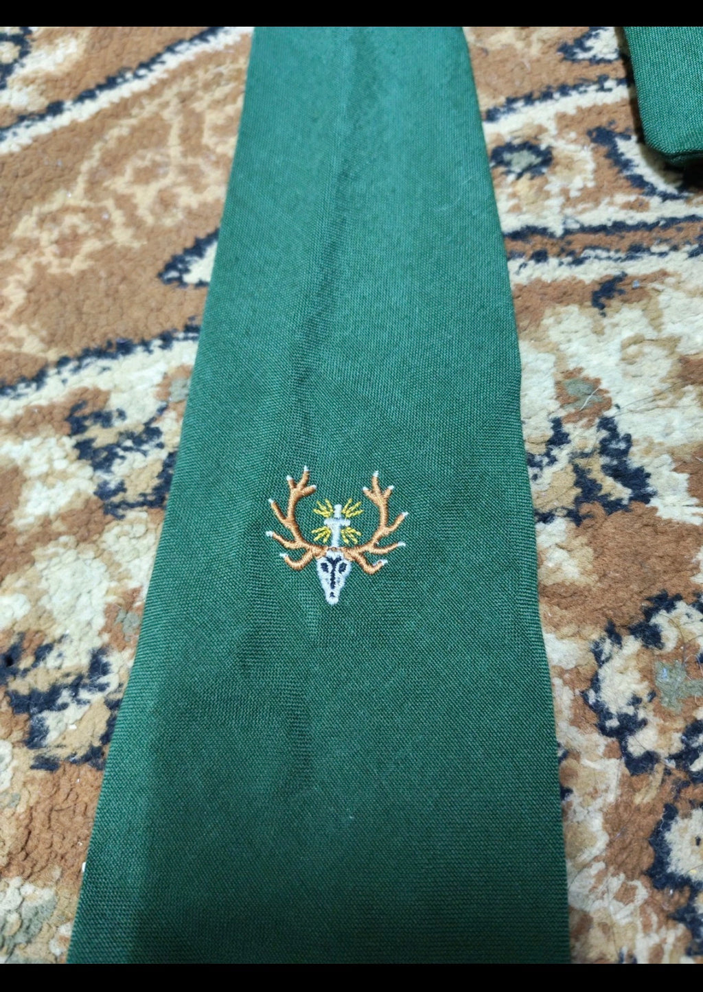 1970s Vintage classic 100% pure wool Retro green wide neck tie