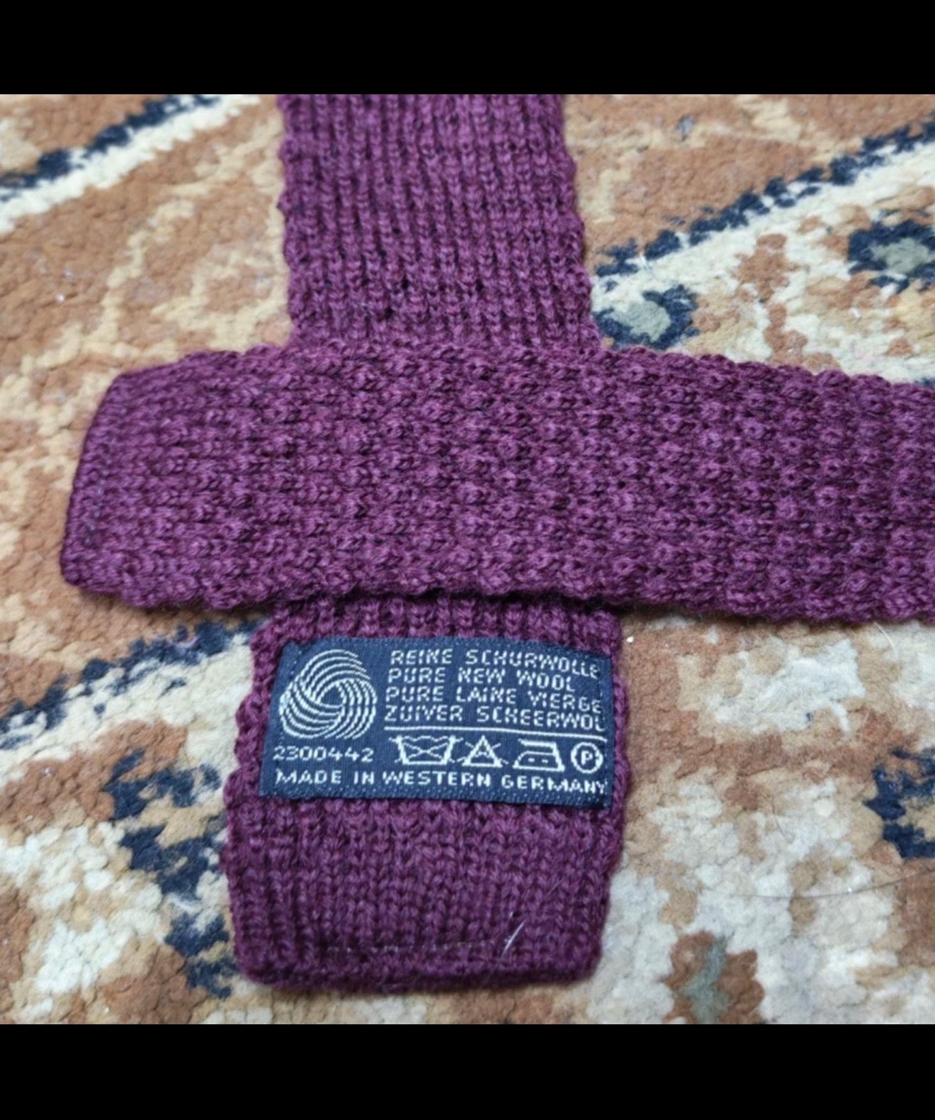 mens vintage classic 100% pure wool luxury square cut knitted burgundy neck tie