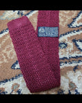 mens vintage classic 100% pure wool luxury square cut knitted burgundy neck tie
