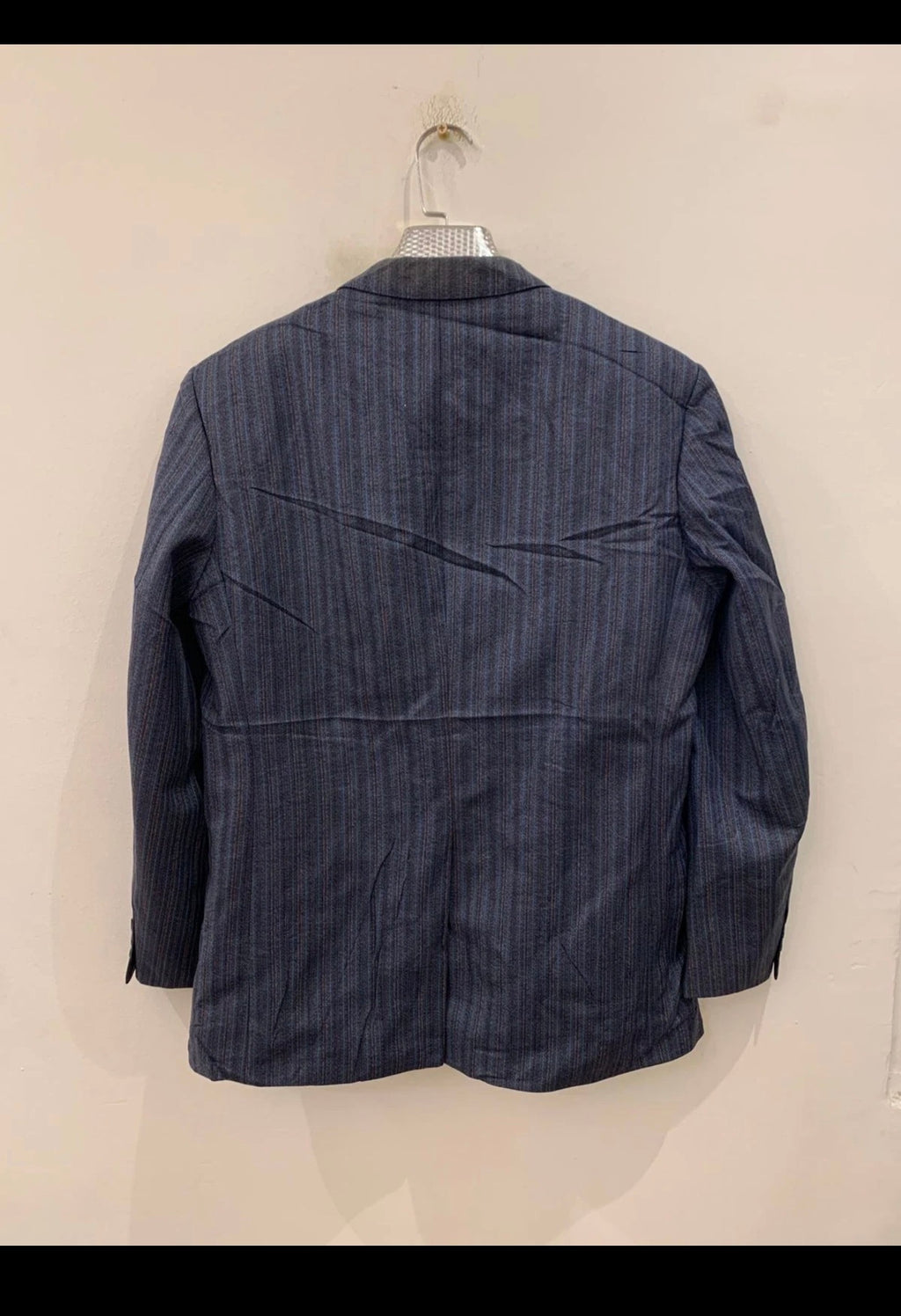 Vintage all worsted wool striped 2 button blue unique suit 40R