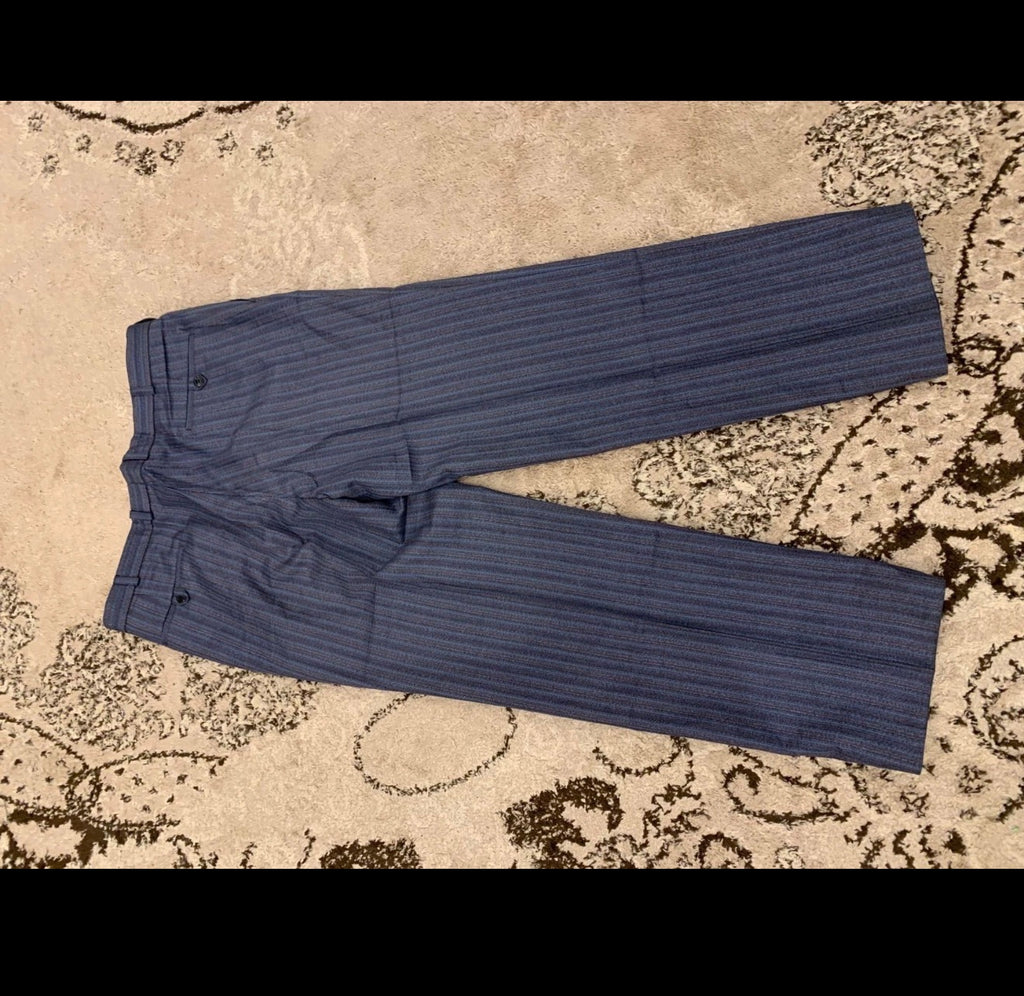Vintage all worsted wool striped 2 button blue unique suit 40R