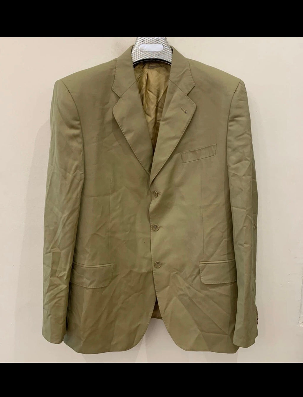 Vintage Superfine pure wool classic greenish beige 3 button suit 44L
