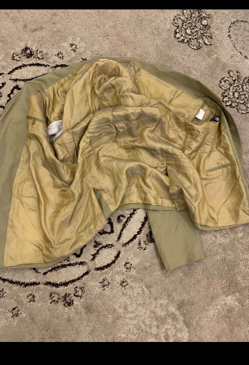 Vintage Superfine pure wool classic greenish beige 3 button suit 44L