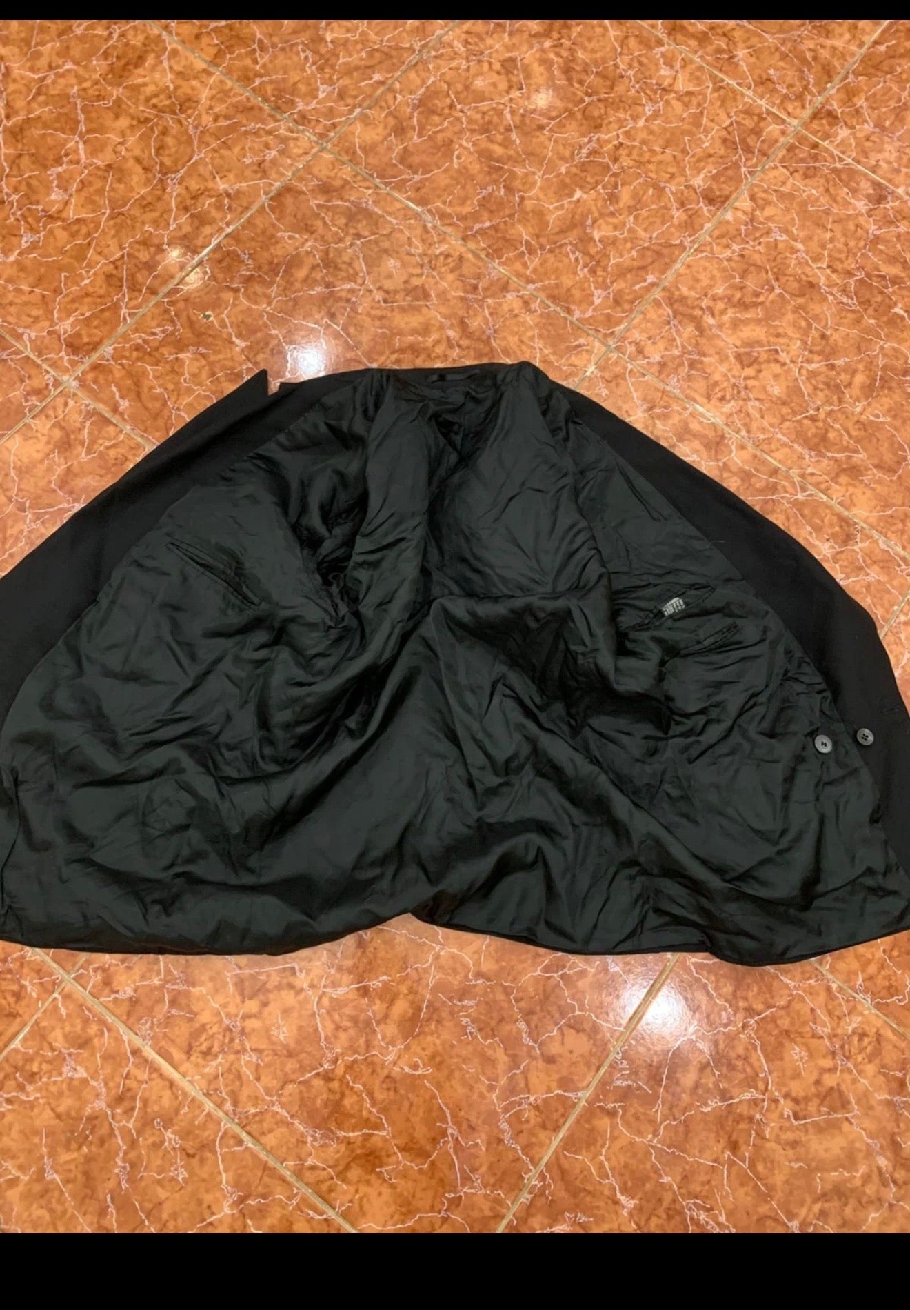 Vintage pure wool double breasted classic camouflage black suit 40R 40S