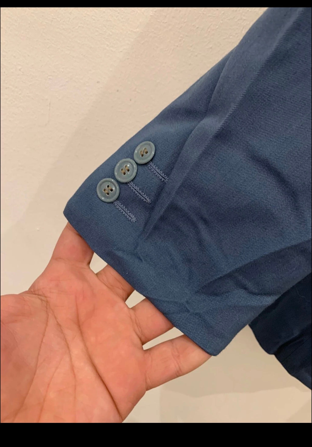 1970s Vintage wool blended Greenish blue classic 2 button suit 38R