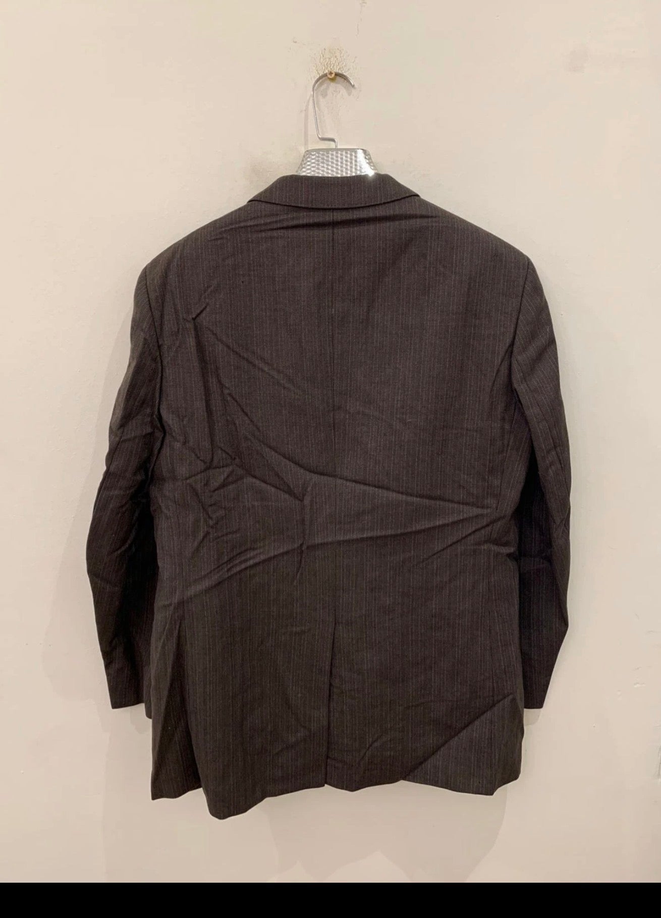Vintage all worsted wool brown striped 2 button classic suit 42R