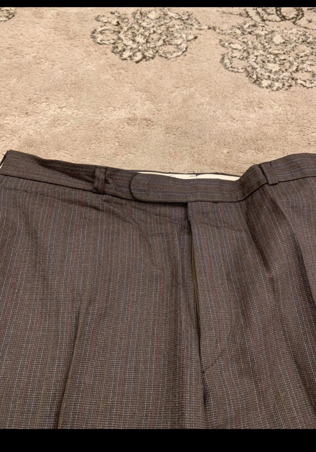 Vintage all worsted wool brown striped 2 button classic suit 42R