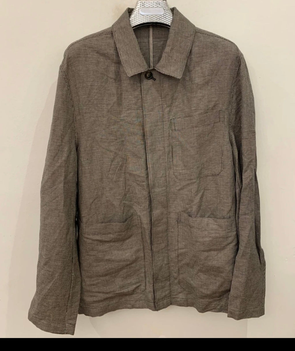 Vintage Linen blend Classic houndstooth summer jacket sweater 46R 46L XL