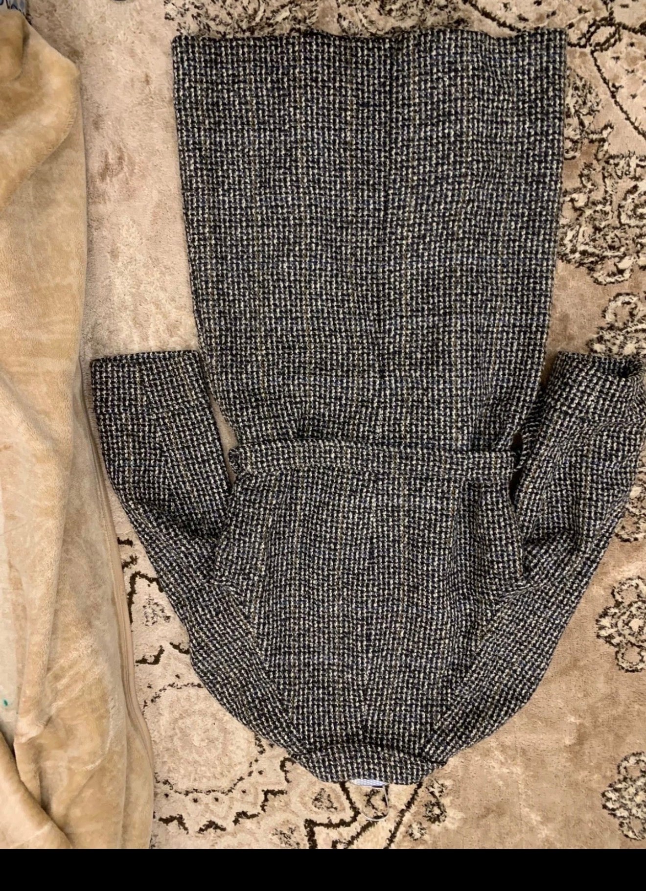 Vintage pure wool handwoven tweed belted camouflage raglan over coat 46R XL