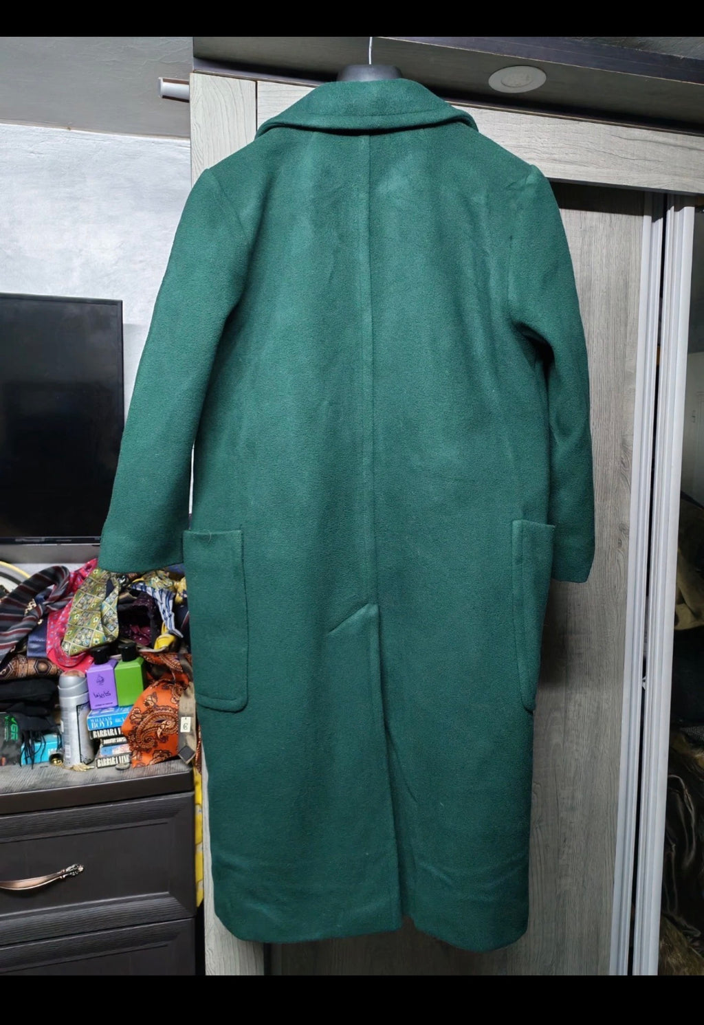 Vintage wool blend classic women's double breasted green over coat 40 10 M