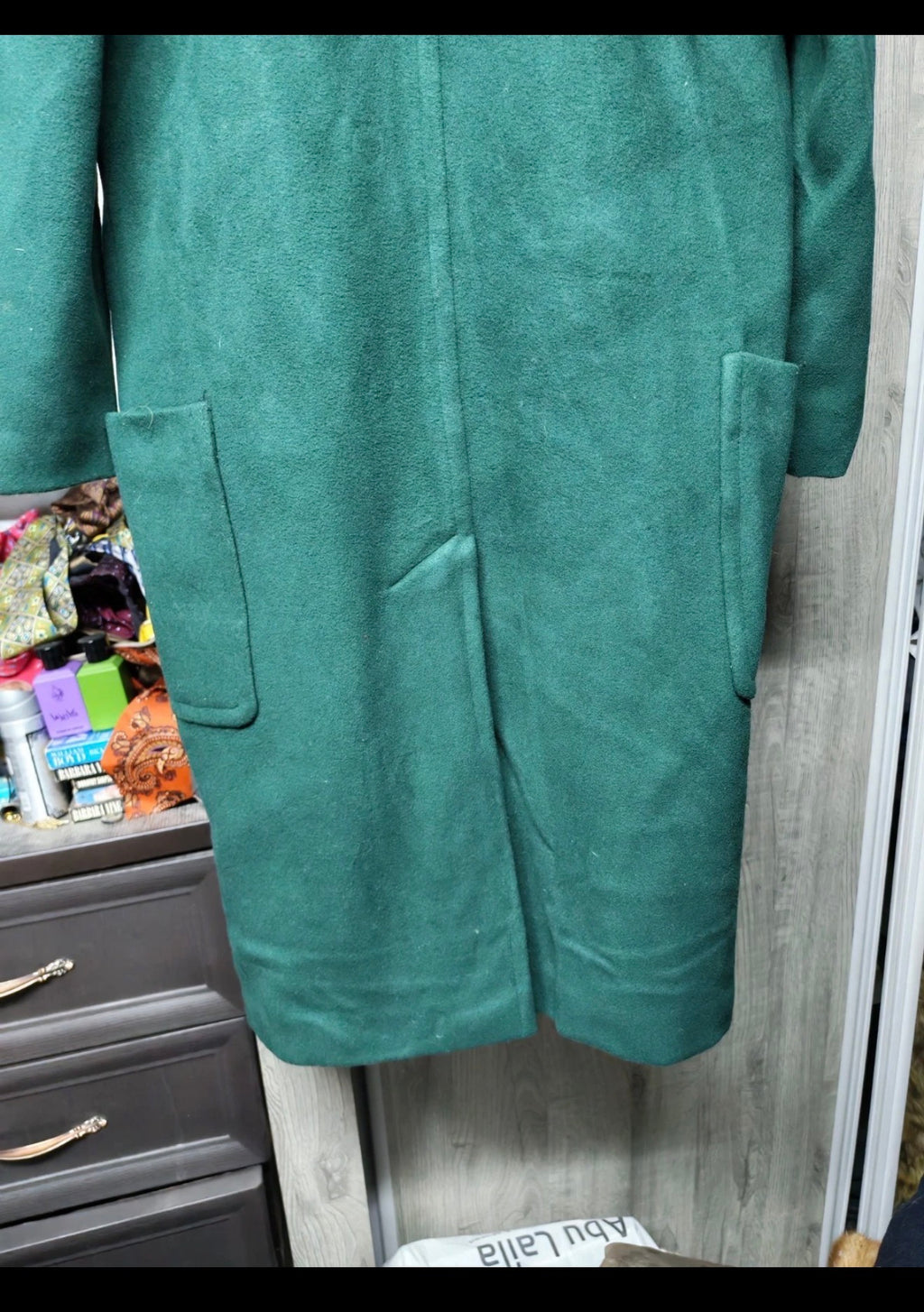 Vintage wool blend classic women's double breasted green over coat 40 10 M