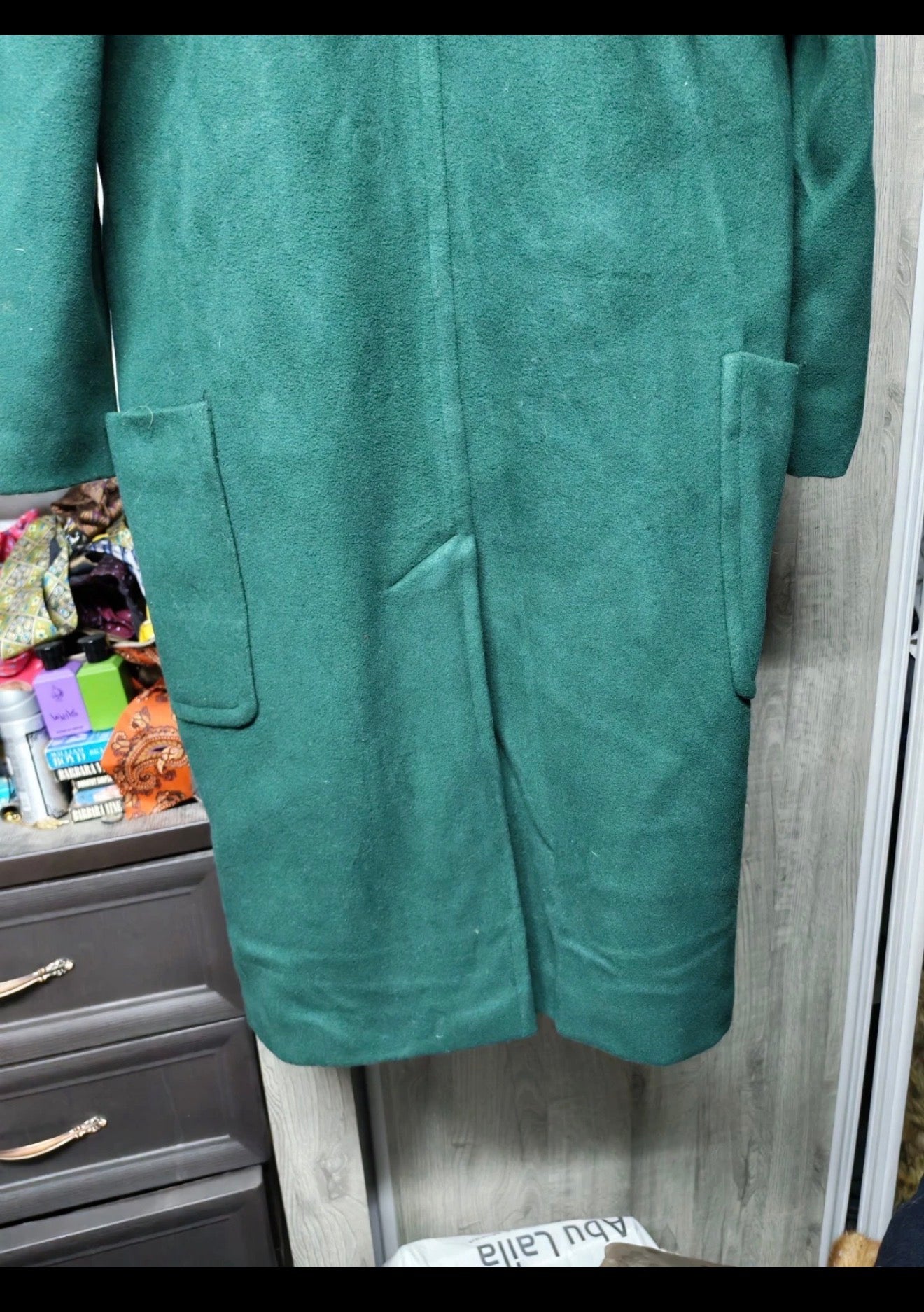 Vintage wool blend classic women's double breasted green over coat 40 10 M