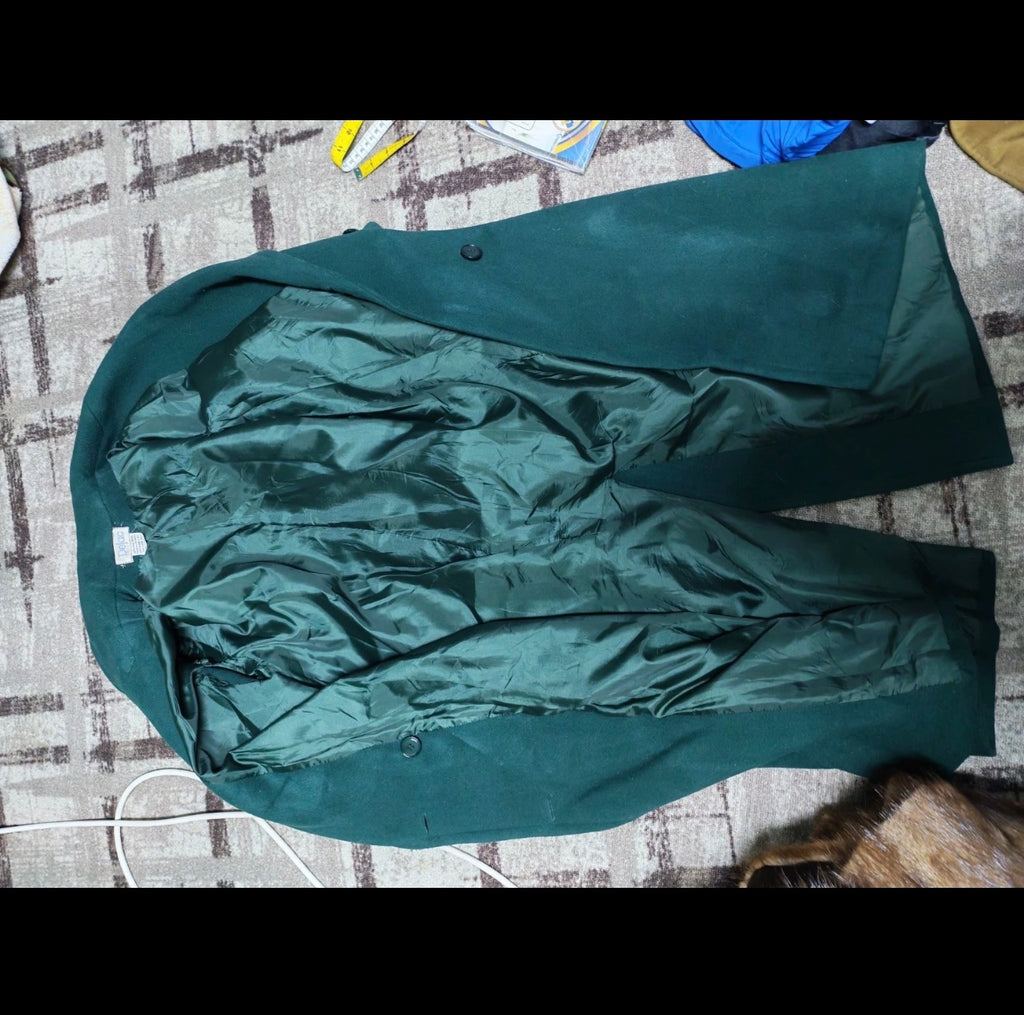 Vintage wool blend classic women's double breasted green over coat 40 10 M