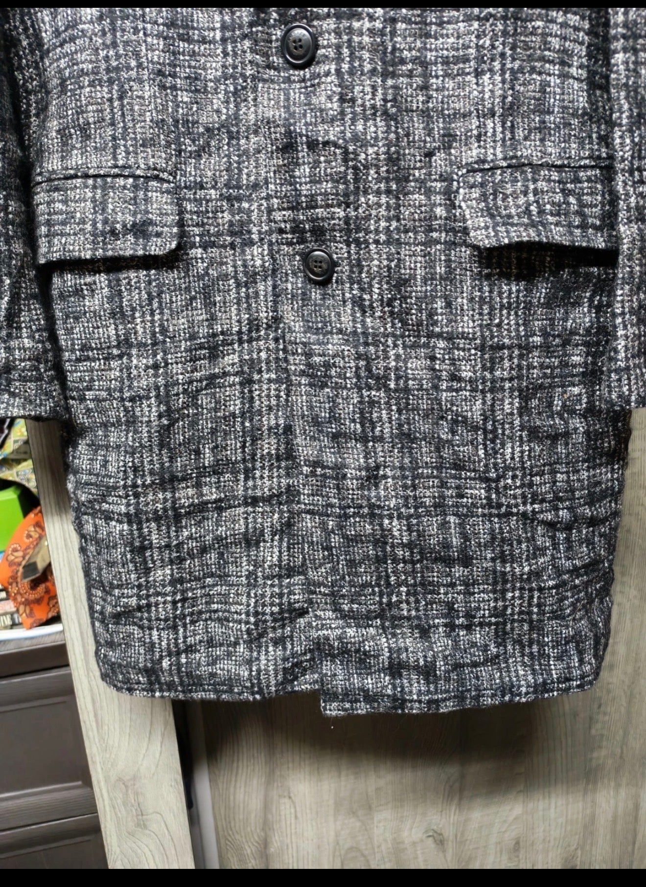 Classic unique style wool blend camouflage Andrew Marc slim over coat 40R 40S
