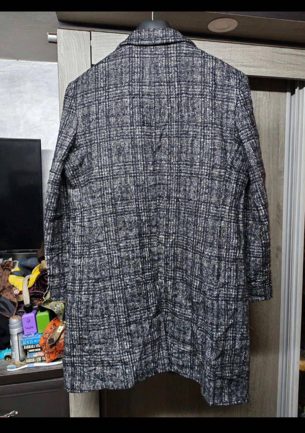 Classic unique style wool blend camouflage Andrew Marc slim over coat 40R 40S