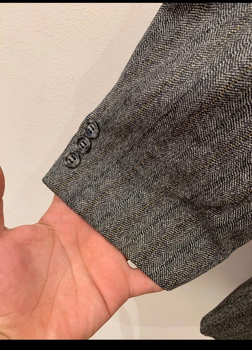 Vintage Westbury pure wool tweed herringbone Charcoal 2 button suit 44L 44R