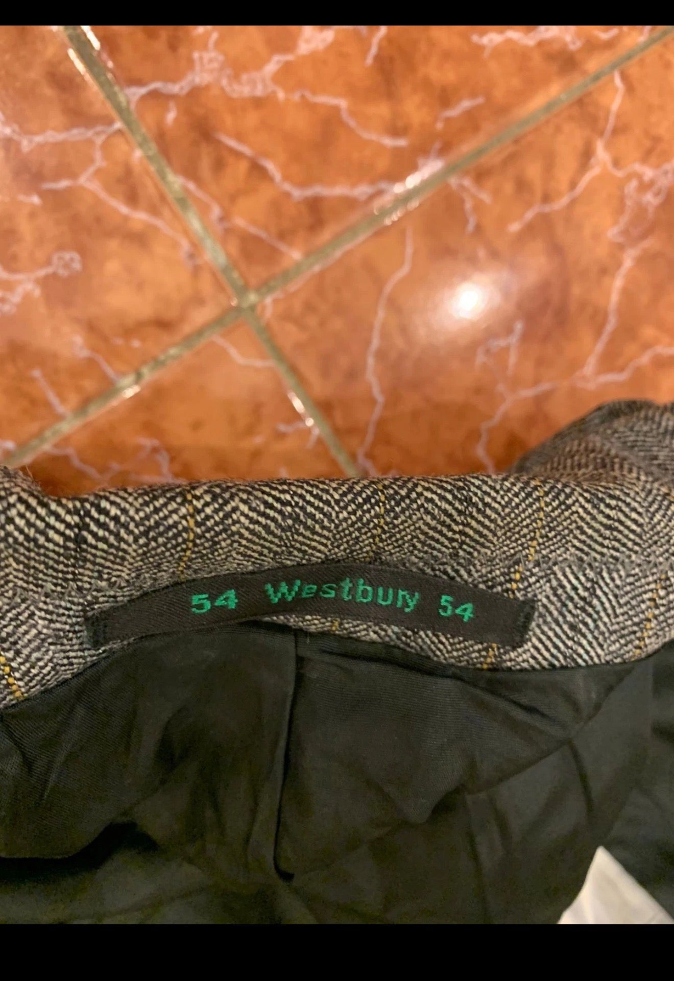 Vintage Westbury pure wool tweed herringbone Charcoal 2 button suit 44L 44R