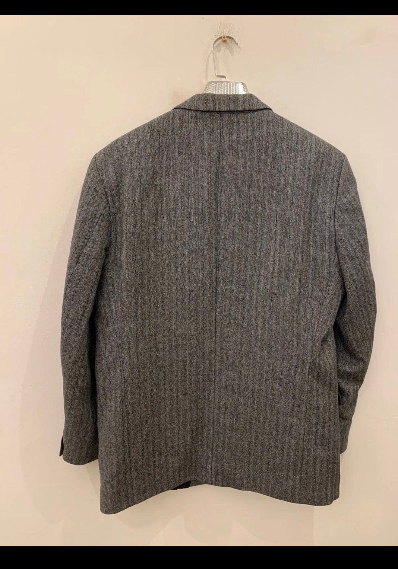 Vintage Westbury pure wool tweed herringbone Charcoal 2 button suit 44L 44R