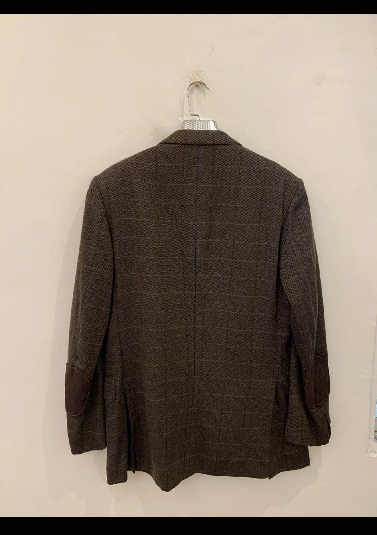 Vintage Chester Barrie 100% pure cashmere Windowpane brown jacket blazer 42L