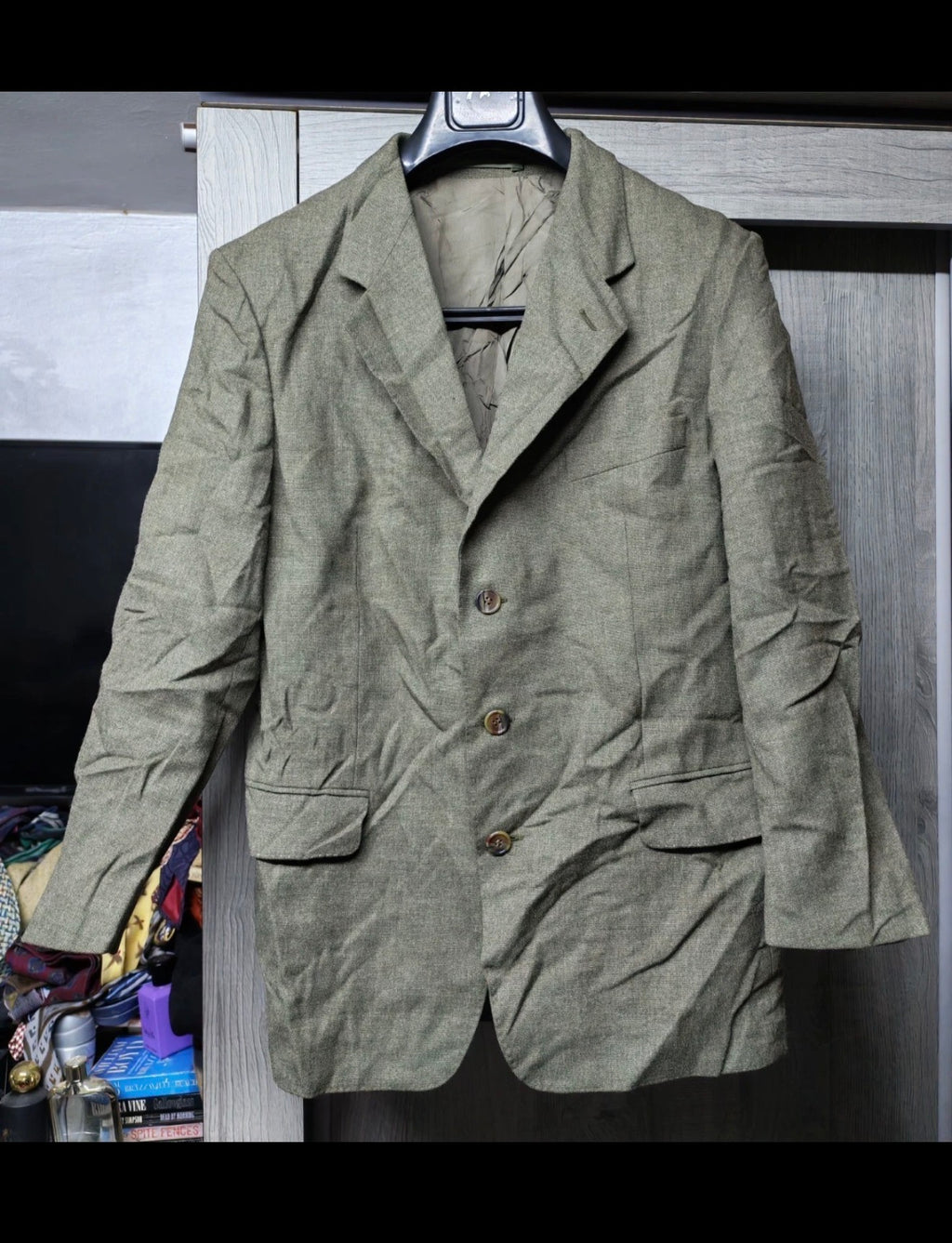 1970s Vintage pure wool tweed classic green 3 button hunting suit 40S 40R