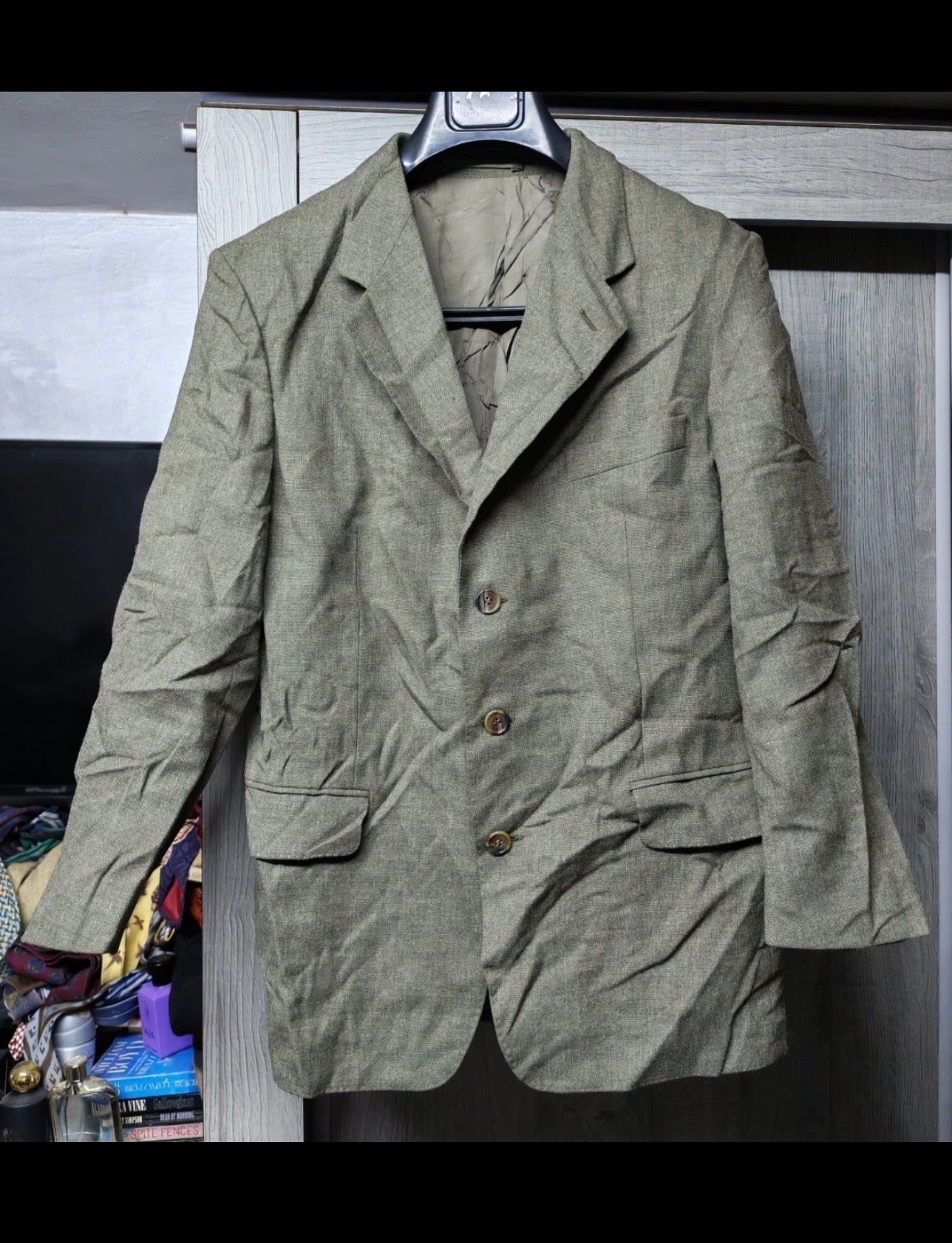 1970s Vintage pure wool tweed classic green 3 button hunting suit 40S 40R