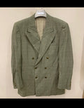 Vintage Superfine wool glen check double breasted greenish jacket blazer 42R