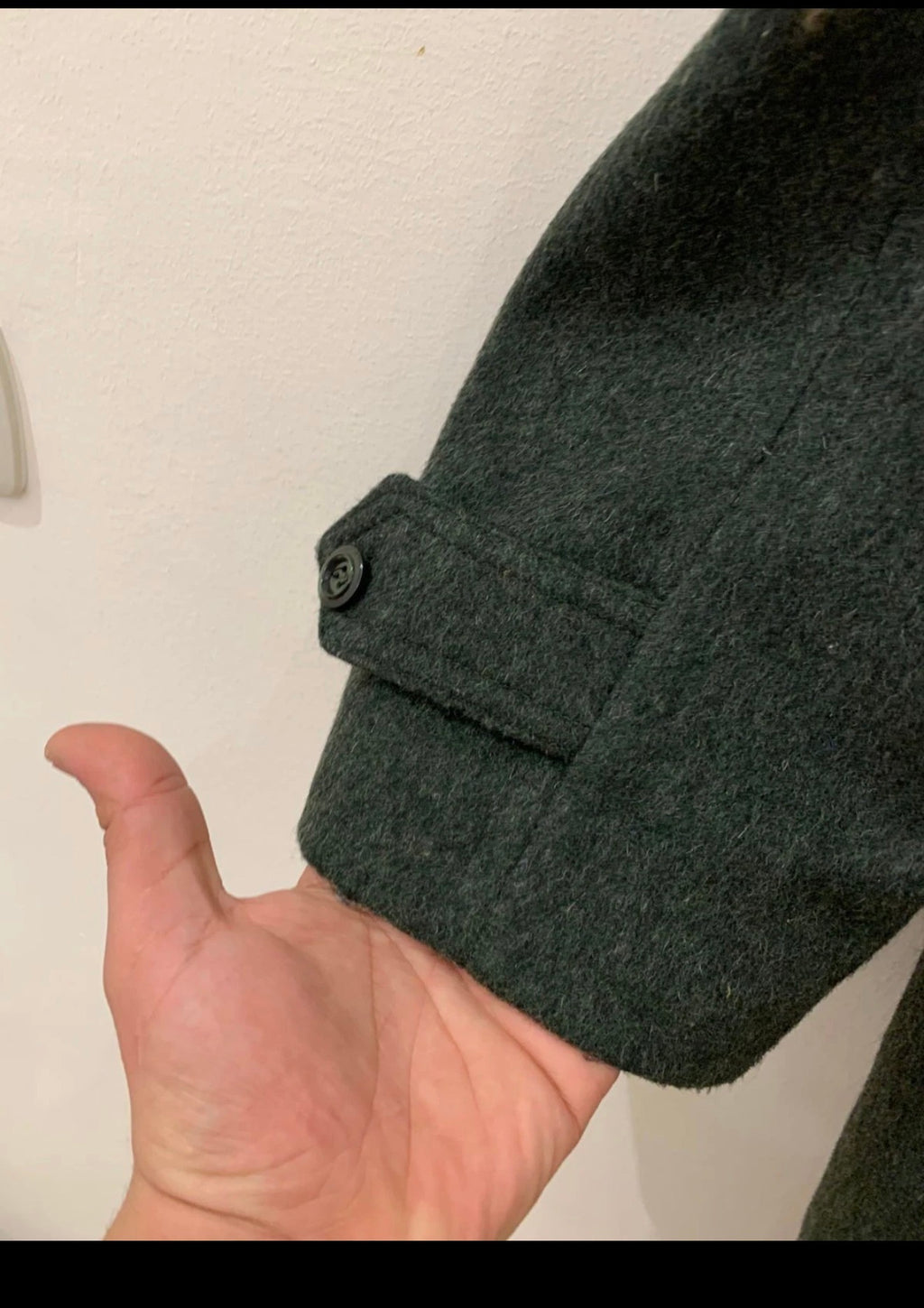 Vintage Tiroler Loden wool blend classic olive green over coat 48R XL