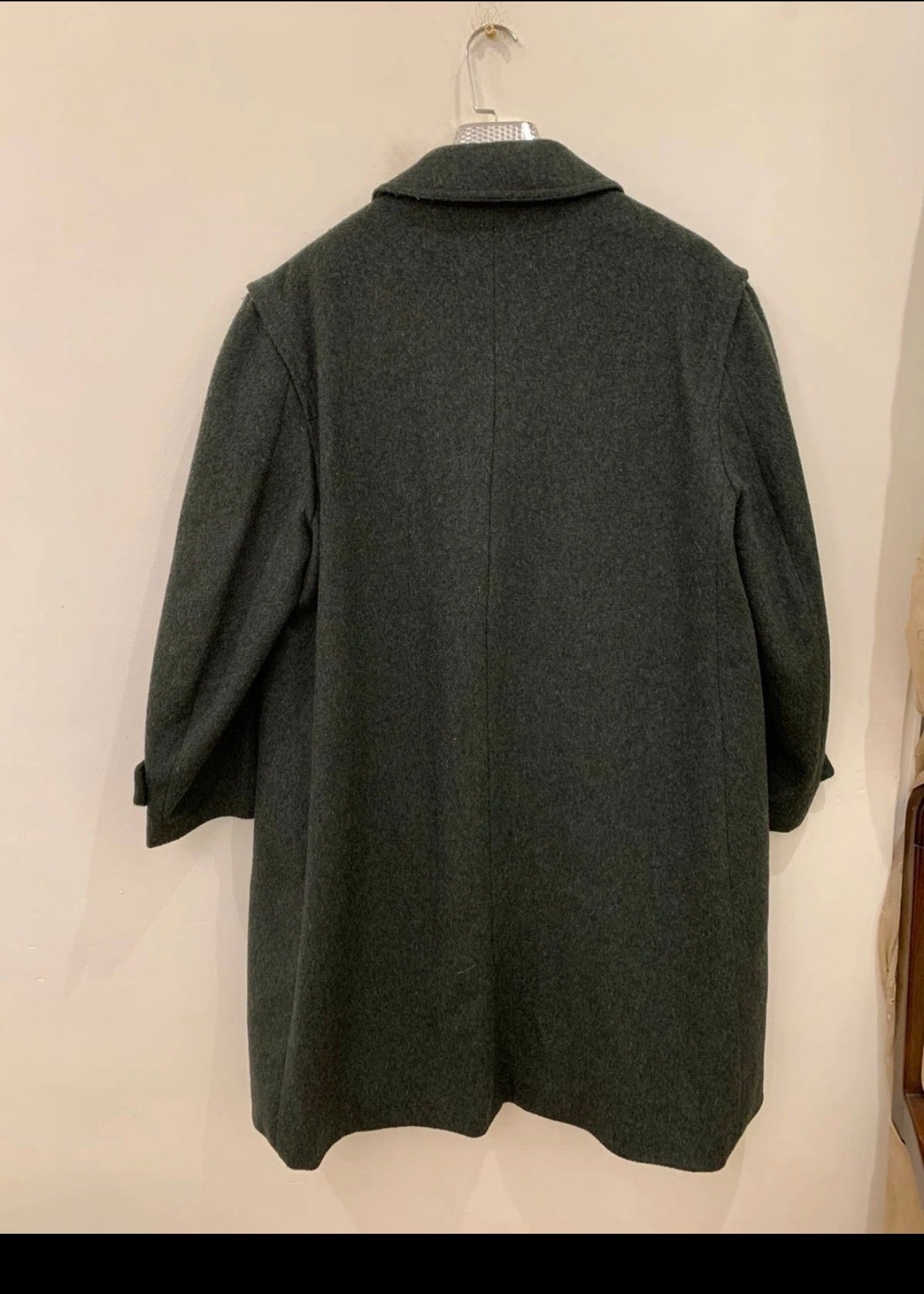 Vintage Tiroler Loden wool blend classic olive green over coat 48R XL