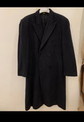 Vintage wool cashmere blend double breasted Charcoal long over coat 46R 46L XL
