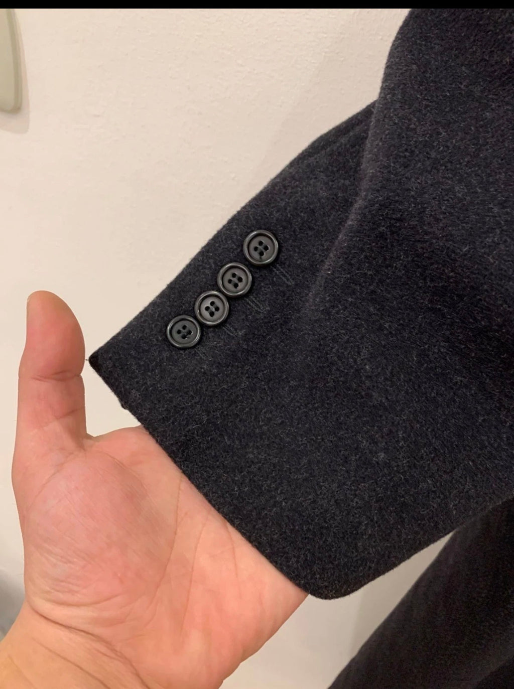Vintage wool cashmere blend double breasted Charcoal long over coat 46R 46L XL