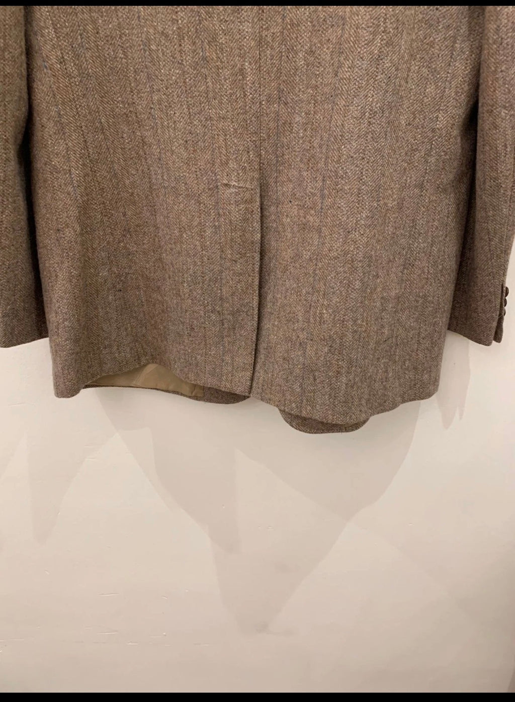 Vintage pure wool handwoven Tweed herringbone brown hunting jacket blazer 44R