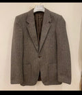 Vintage pure wool handwoven Tweed herringbone brown hunting jacket blazer 36L