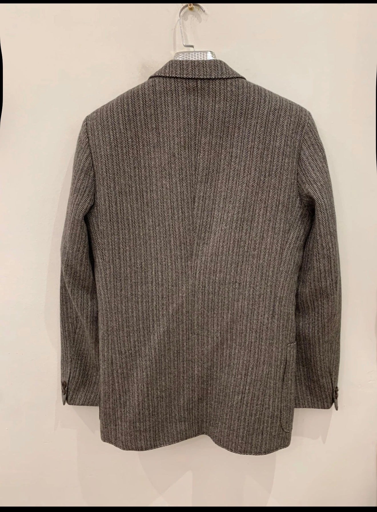 Vintage pure wool handwoven Tweed herringbone brown hunting jacket blazer 36L
