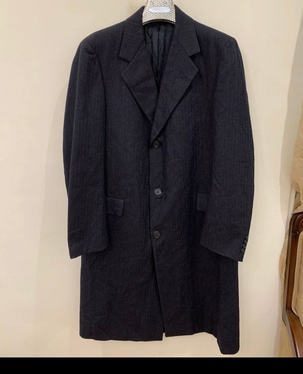 Vintage Hart Schaffner Marx pure wool USA union made blue over coat 44L 44R