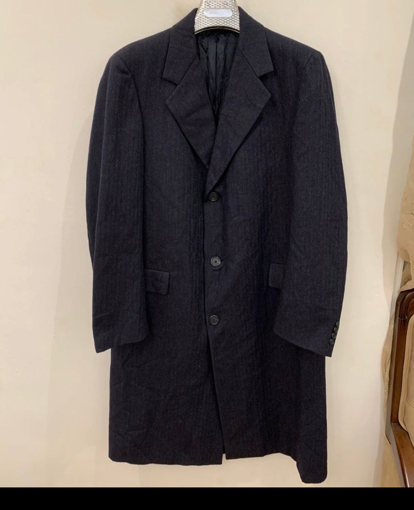 Vintage Hart Schaffner Marx pure wool USA union made blue over coat 44L 44R