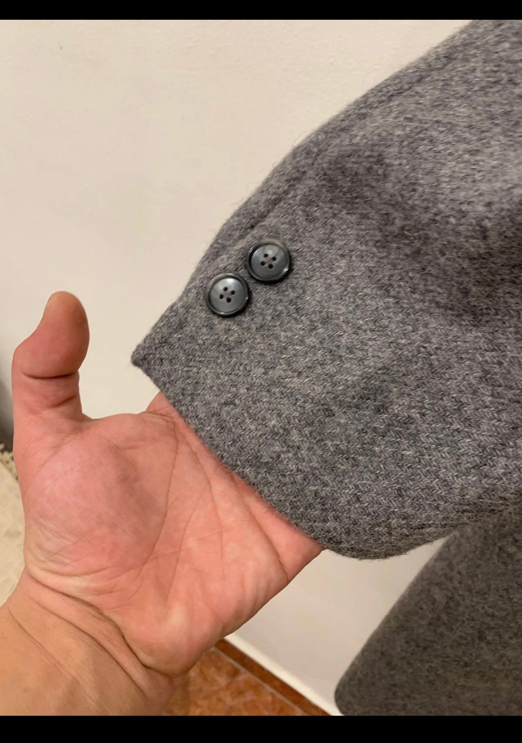 1970s vintage pure wool handwoven tweed gray top over coat 46R 46L XL