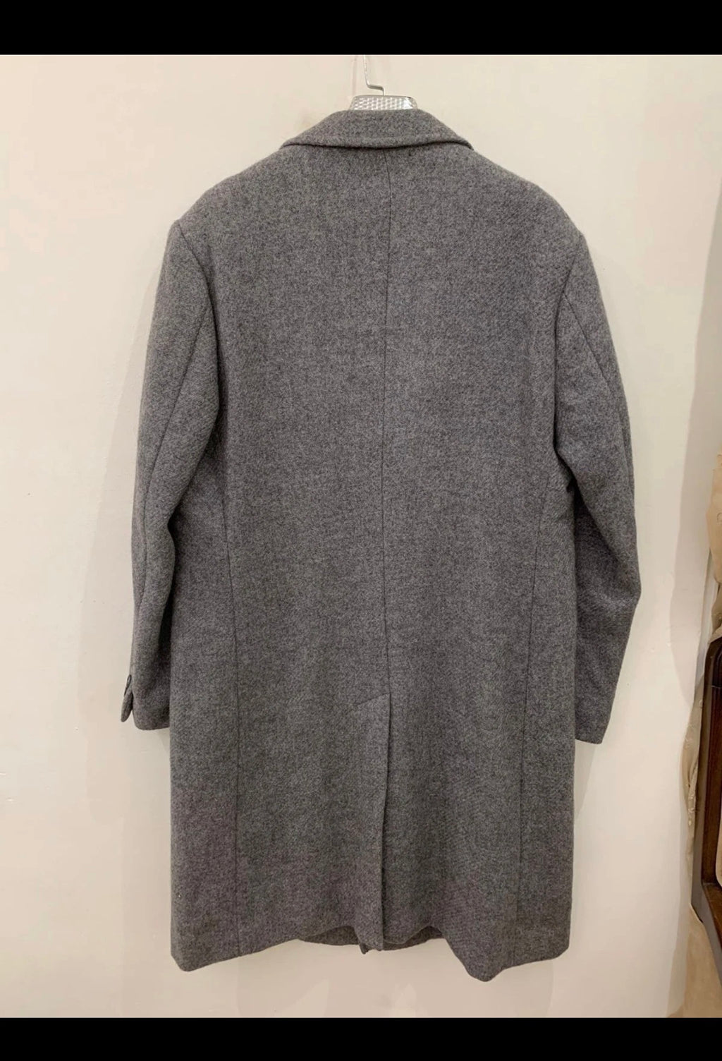 1970s vintage pure wool handwoven tweed gray top over coat 46R 46L XL
