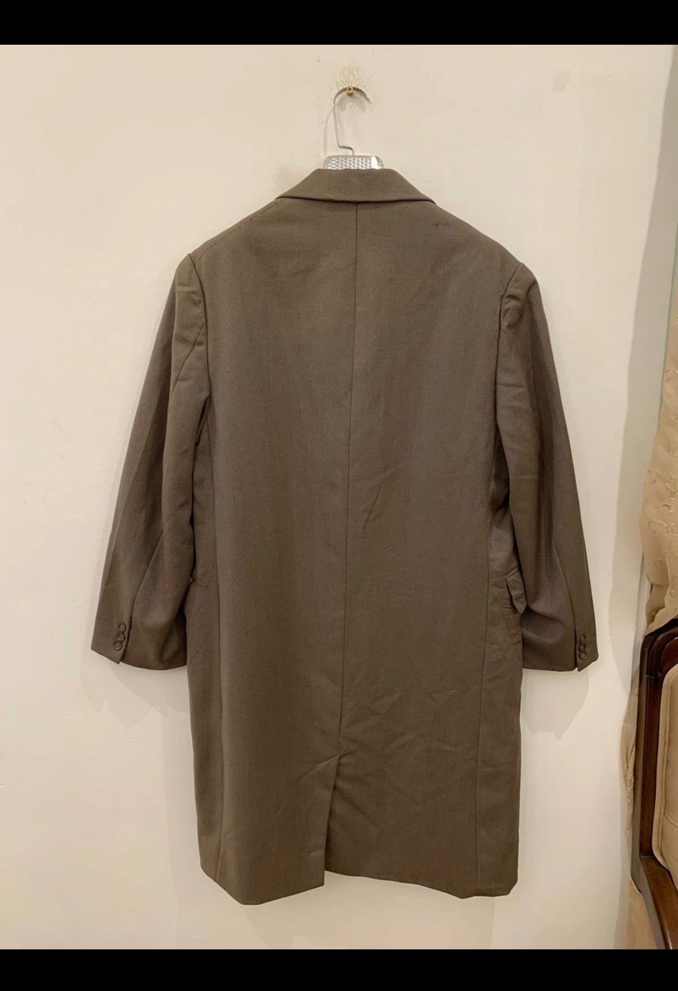 1970s Vintage pure wool classic Brown gabardine rain over coat 44R