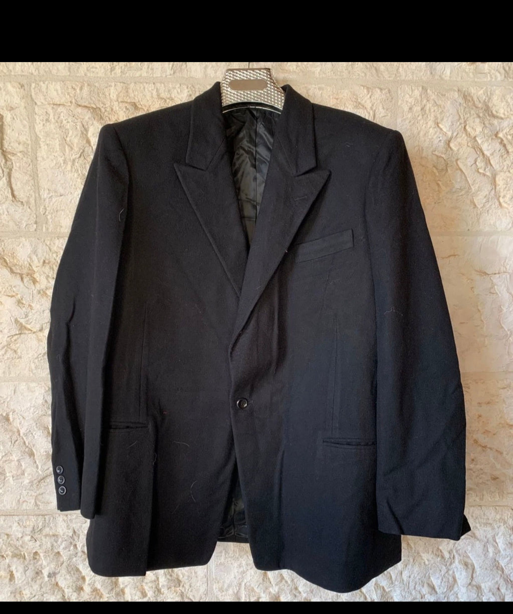 1970s Vintage pure wool peak lapel Stroller black classic jacket blazer 44R