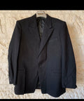 1970s Vintage pure wool peak lapel Stroller black classic jacket blazer 44R
