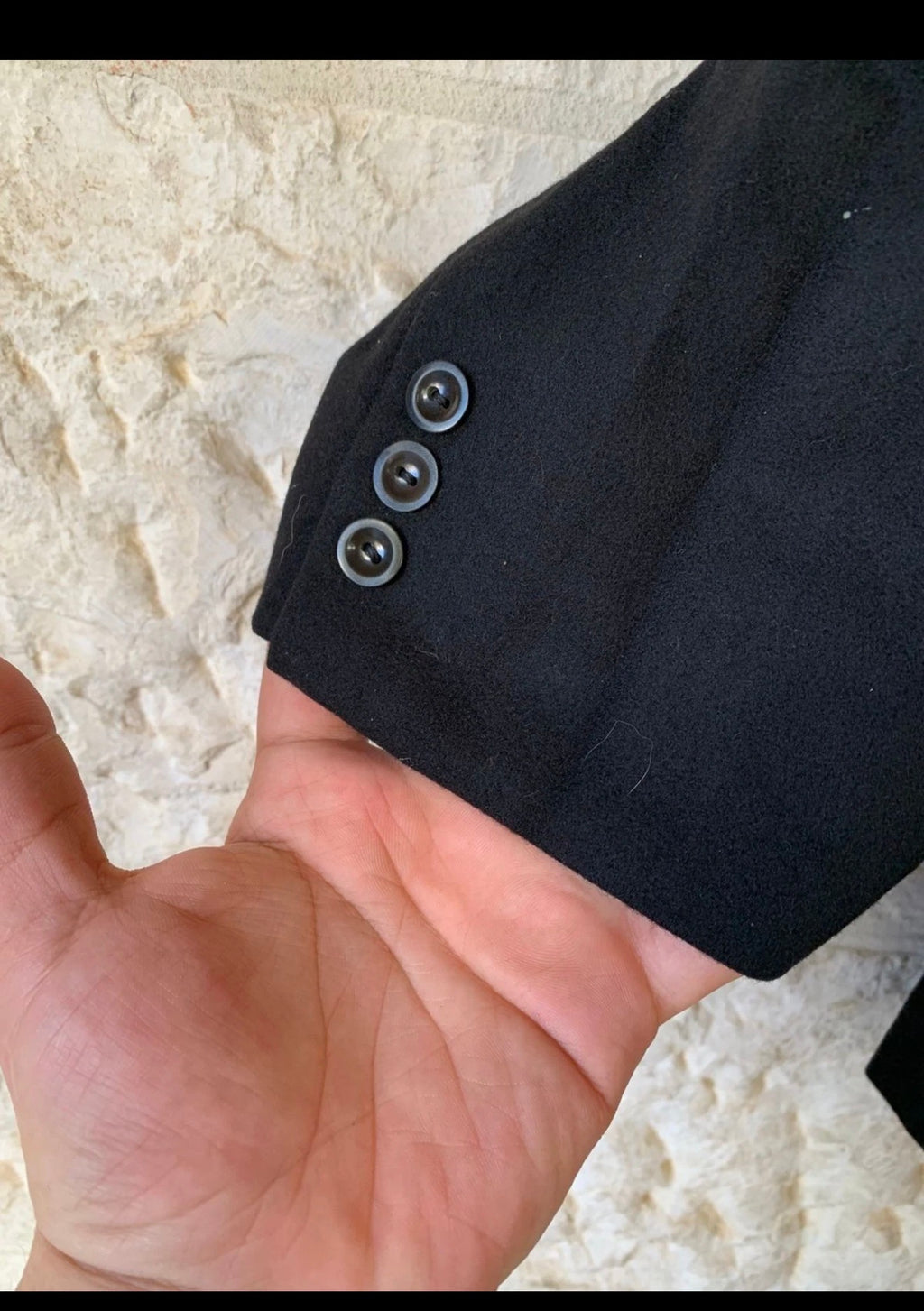 1970s Vintage pure wool peak lapel Stroller black classic jacket blazer 44R