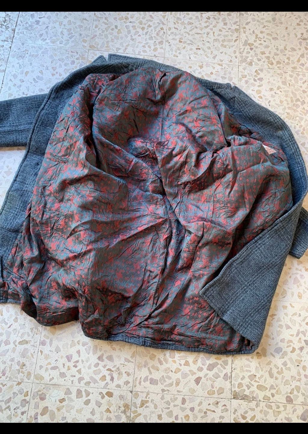 1970s Vintage pure wool glen check classic blue gray over coat 48R XL