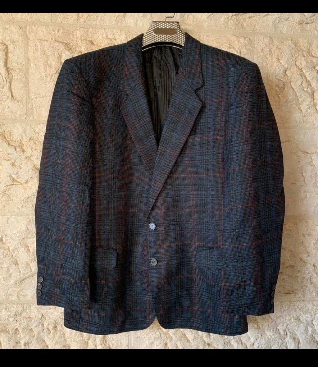 Vintage pure wool camouflage plaid classic jacket blazer 42R